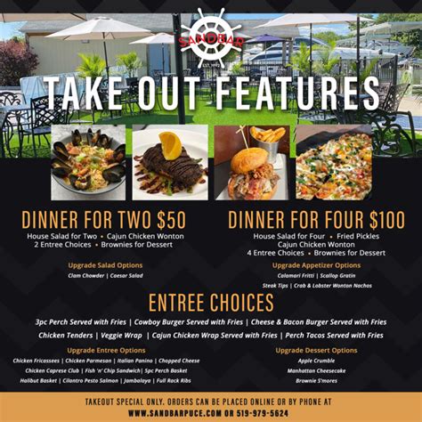 Menu for Sandbar Waterfront Grill in Belle River, ON .